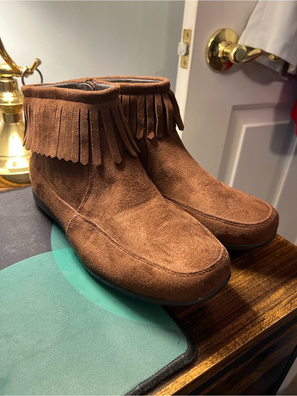 comfortview Brown Women Moccasin Ankle Boots